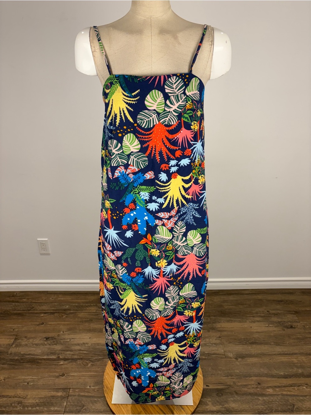 Hana x Eight Degrees Tropical Coral Maxi Slip Dress - Navy Blue Summer 8
